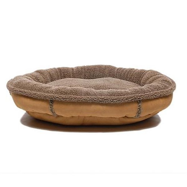 Carolina Pet Company Carolina Pet 014500 Faux Suede & Tipped Berber Round Poly Fill Comfy Cup Bed - Saddle; Small 14500